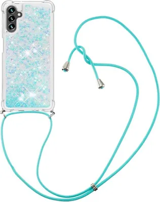 Produktbild von Samsung Galaxy A34 Hülle - Coverup Liquid Glitzer Back Cover mit Handykette - Hellblau