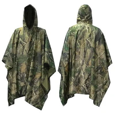 Produktbild von Camouflage Regenponcho - 3 in 1 Wasserdichte Regenjacken für Männer und Frauen