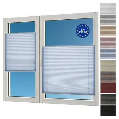Produktbild von Sunlusso Plissee Klemmfix ohne Bohren – Faltrollo blickdicht & lichtdurchlässig, Sichtschutz für Fenster – 95 x 140 cm, Hellblau Crash