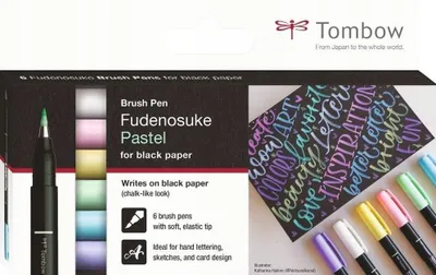 Produktbild von Tombow Fudenosuke Pędzelkowe Flamastry 6 Farben Pastel