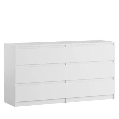 Zdjęcie produktu dla Komoda YUMEBLY z 6 szufladami | 140x75x40 cm | Duża komoda do sypialni, salonu, biura, pokoju dziecięcego | Dużo miejsca do przechowywania | Biały
