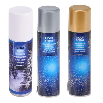 Produktbild von Dekoset 3-tlg. Schneespray - Goldspray - Silberspray jeweils 150 ml - Schneedeko Lackspray Spray Dekospray