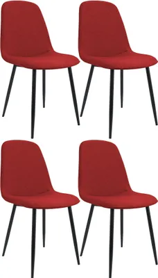 Produktbild von CLP 4er Set Esszimmerstuhl Maryam gepolstert mit Rückenlehne rot Material Stoff