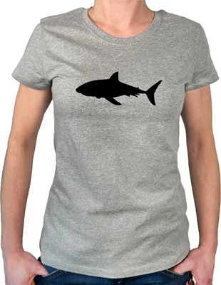 Produktbild von Huuraa Damen T-Shirt Hai Silhouette M Sport Grey Bio Baumwolle Fairtrade Damenshirt Geschenkidee