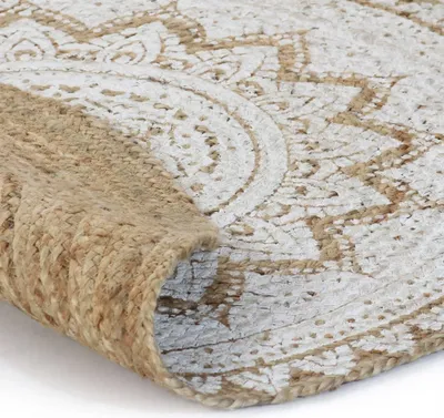 Produktbild von vidaXL Teppich Jute Geflochten Bedruckt 150 cm Rund