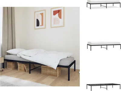Image de vidaXL Cadre de lit métallique noir 90x190 cm - Lits et sommiers à lattes