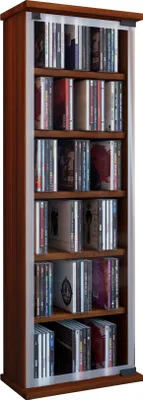 Immagine prodotto di Scaffale CD Legno | Armadio CD con Porte in Vetro di Sicurezza ESG per 204 CD o 72 DVD | Dimensioni: H. 92 x W. 31 x D. 18 cm | Scaffale Blu ray | Scaffale CD - Classico