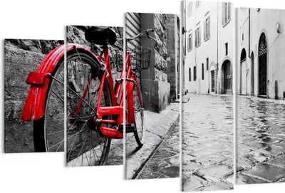 Produktbild von Bild auf Leinwand - Leinwandbild - Straße Fahrrad Kopfsteinpflaster Gebäude - 150x100cm - Wand Bild - Wanddeko - Leinwanddruck - Bilder - Kunstdruck - Leinwand bilder - Wandkunst - EG150x100-3186