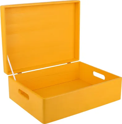 Image de Creative Deco Boite de Rangement en Bois Jaune 40 x 30 x 14 cm (+/-1cm)