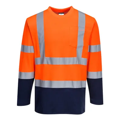 Immagine prodotto di Portwest S280 Maglietta comfort in cotone bicolore, manica lunga arancione/navy taglia L