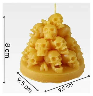 Produktbild von Bienenwachskerze Totenkopfkerze für Grabstätten, 8 cm – handgegossene Figurenkerze aus 100% Bienenwachs