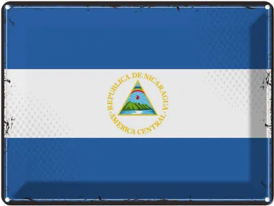 Produktbild von vianmo Blechschild 30x40 cm Nicaraguas Retro Nicaragua Flagge Fahne Wappen