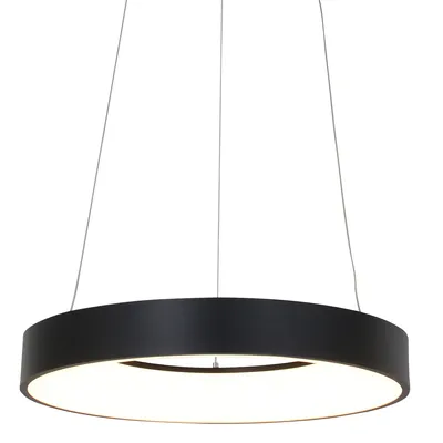 Produktbild von Steinhauer - Design Design-Pendelleuchte I Pendellampe I Hängelampe I Pendellampe I Pendelleuchte I Lampe I Leuchte Schwarz inkl. dimmbarer LED - Ringlede I Wohnzimmer I Schlafzimmer - Kunststoff Rund