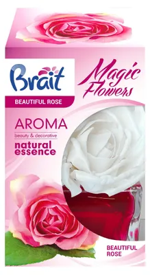 Product packaging for an air freshener with floral imagery.