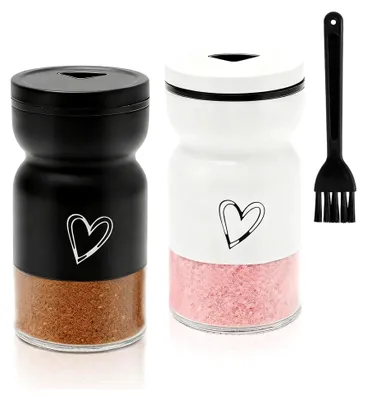 Produktbild von 2er Set Salz- und Pfefferstreuer, 120 ml Gewürzflaschen aus Edelstahl mit verstellbaren Ausgießlöchern und Nachfüllfunktion für die Küche