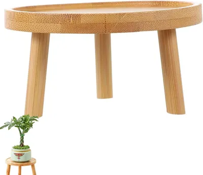 Image de Support pour plantes en bois, rond, 18 x 11,5 cm, pour intérieur et extérieur