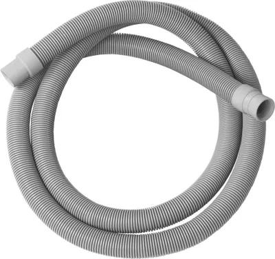 A coiled gray flexible hose with white connectors on both ends, isolated on a white background.