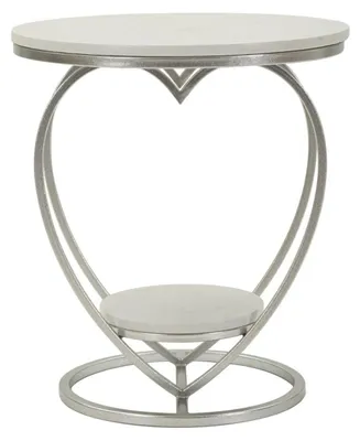 Immagine prodotto di Tavolino Heart in ferro argento e marmo bianco Ø40x45 cm