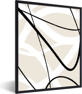 Produktbild von MuchoWow® Gerahmtes Poster Linie - Abstrakt - Minimalismus - Pastell 60x80 cm - Poster mit Schwarzem Bilderrahmen Wandposter Rahmen Foto Bilder - Premium - Wanddeko Wohnzimmer