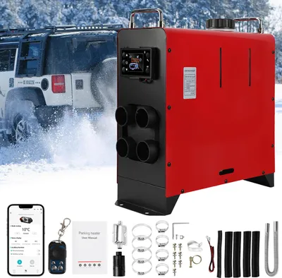 Image de Bettizia 12/24V DC 8KW bluetooth Chauffage diesel Chauffage autonome Chauffage à air Compact 0,32 l/h Chauffage diesel portable, Rouge