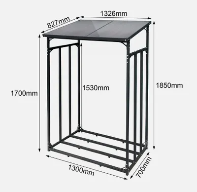 Produktbild von qteck S Metall Kaminholzregal Anthrazit  130x70x175(vorne)/194(hinten) cm Garten Kaminholz