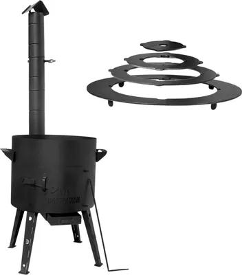 Produktbild von Ø40cm Uchag 2mm Stahl Abzugsrohr für 12L Kazan Adapter-Ringe Utschak-Ofen Utschag Feldküche Feuerstelle Campingofen Außenküche Eintopfofen