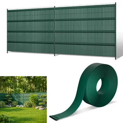 Obrázok produktu pre CEEDIR 35 m PVC pás na zakrytie plotu, pre ploty z dvojitých tyčí a drôtené ploty, vrátane 50 spôn, nepriehľadný, odolný voči UV žiareniu, zelený