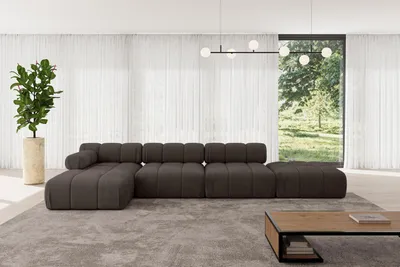 Produktbild von ALTDECOR Modulares Sofa Ecksofa in L-Form - Lizur-L2 - 380x160x70 cm Braun Corner modular Sofa Eckcouch Couch Wohnlandschaft Cauchsofa Polstersofa