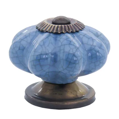 1 Möbelknopf, Möbelgriff, Möbelknopf, Knauf Keramik, 45mm, blue crackle #0046