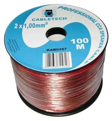 Zdjęcie produktu dla Kabel CCA do głośnika, 2 x 1 mm, 100 m, przezroczysty