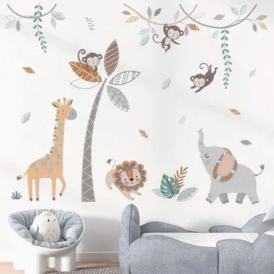 Productafbeelding van Famanu Wandstickers, jungle dieren - 2 vellen