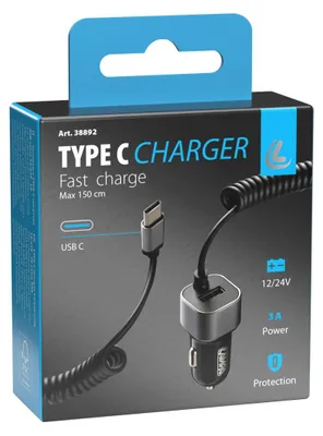 Zdjęcie produktu dla Ładowarka Lampa USB Type-C z 1 portem USB - Szybkie ładowanie - 3000 mA - 12/24 V