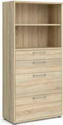 Image de Ciudad - Buffet, 89x40x186h cm Chêne Brun, 4 Tiroirs