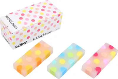 Produktbild von Radiergummis im Bonbon-Design, 30er Packung mit vielfältiger Farbauswahl für Schule und Büro