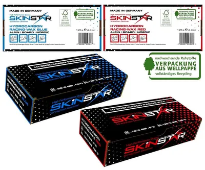 Obrázok produktu pre SKINSTAR Hydrocarbon Racing Skiwax Profi-Wachs COLD Mix - Červená/Modrá