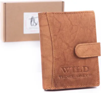 Produktbild von WILD Things Only Herren Geldbörse Hochformat Echtleder Reißverschluss Druckknopf 12,5 cm Beige