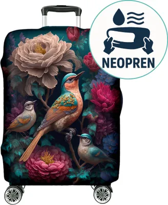 Produktbild von Kofferhülle 27-31 Zoll, Reise-Koffer Hülle Abdeckung Neopren, elastisch, waschbar, Kofferschutzhülle, Kofferbezug, Groß L (H66-76 x W48-56 x D29-33 cm) Fantasy Birds [083]