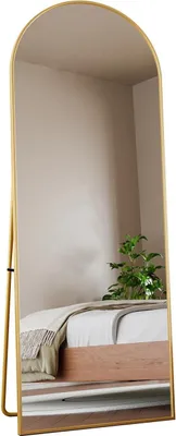 Obrázek produktu pro Celotělové zrcadlo – stojací a nástěnné zrcadlo – 165 x 60 cm – k opření nebo zavěšení – moderní styl – zlatý rám