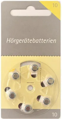A package of hearing aid batteries.
