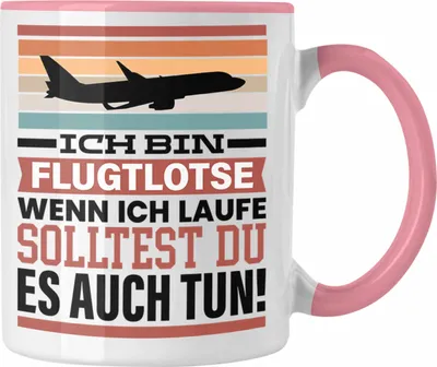 Produktbild von Trendation - Fluglotse Tasse Geschenk Spruch Männer Geschenkidee Flughafen Wenn Ich Renne Solltest Du Es Auch (Rosa)