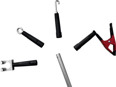 Produktbild von FenWi Haken, Öse & Klammer-Set als Zubehör zu FenWi Teleskopstangen - Lichterkette & Weihnachtsbeleuchtung aufhängen - Anbauteile für Teleskopstiel
