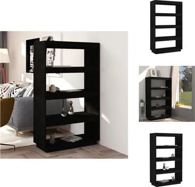 Produktbild von vidaXL Bücherregal/Raumteiler Schwarz 80x35x135 cm Massivholz Kiefer -  Bücherregale & Bücherschränke