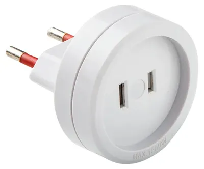 Image de Adaptateur Us Vers Eu Conversion De Prise Us Plate Vers Prise Eu Ronde - Famatel