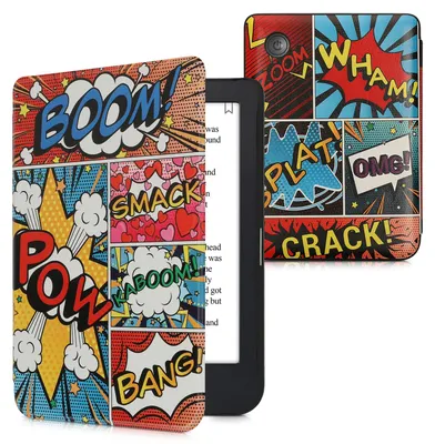 Produktbild von kwmobile Schutzhülle für Kobo Clara 2E / Tolino Shine 4 Hülle - eReader Flip Case mit Auto Sleep Funktion - Comic Symbole mit Mehrfarbig
