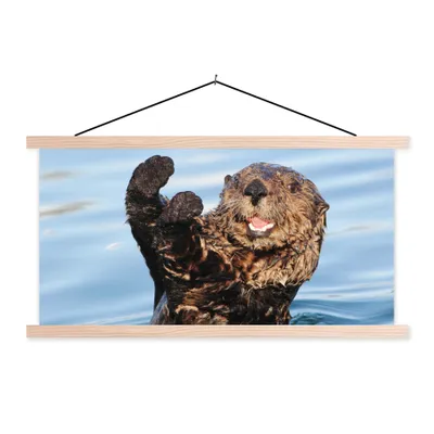Produktbild von MuchoWow® Textilposter Otter im Wasser 60x30 cm mit holzfarbenen Rahmen - Dekoration