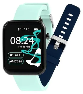 Produktbild von Tikkers Smart Series 13 Blaues Silikonarmband Smartwatch und blaues Silikonarmband Set