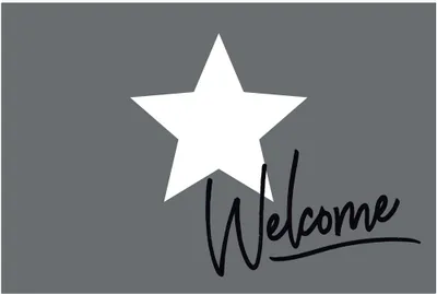 Produktbild von Türmatte Welcome Spruch Stern in 40x60 cm als Fussabtreter