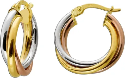 Produktbild von Tricolor Dreifarbig Creolen Gold 585 14K Gold-Weißgold Rosegold  Trinizy