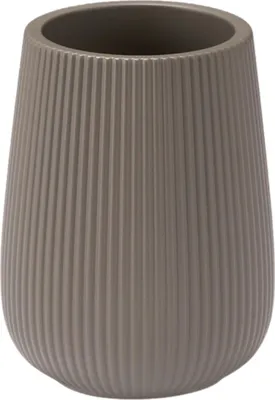 Image de BERILO | Gobelet de salle de bain - Gobelet de toilettes - 11 x 8 cm - gris - nervuré - Gobelet pour brosse à dents