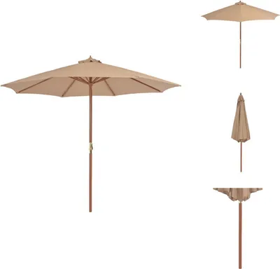 Zdjęcie produktu dla vidaXL Parasol z drewnianym drążkiem 300 cm Taupe - Parasole i parasole przeciwsłoneczne